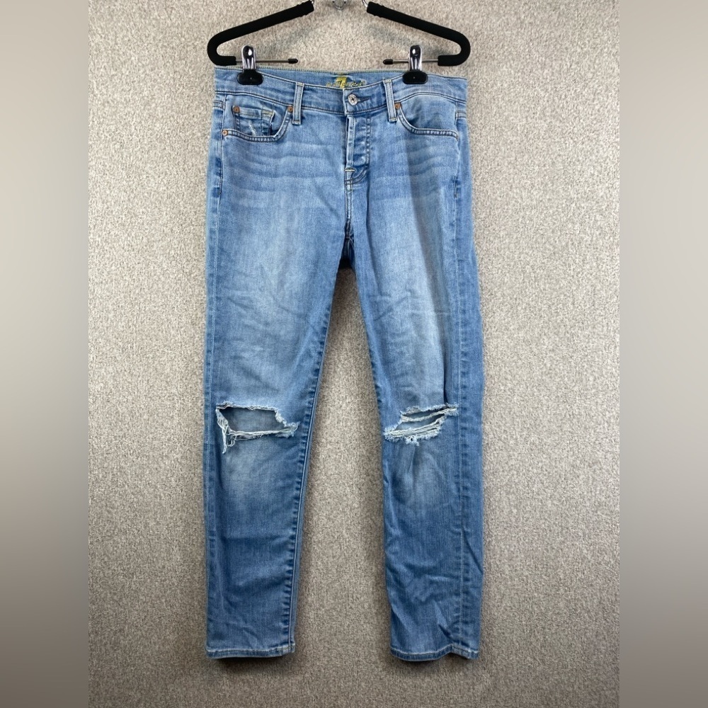 7 for all mankind Josefina skinny boyfriend light wash distressed